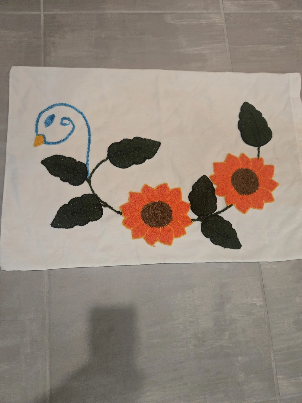 Vintage Russian Swan And Sunflower Embroidered Pillow Cases